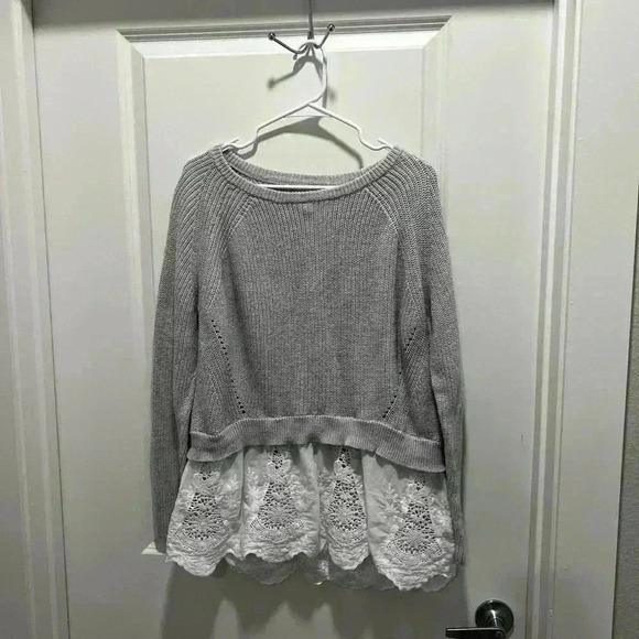 Cato Women sweater with lace bottom Size XL White. Details On Side (0462) - Picture 2 of 11